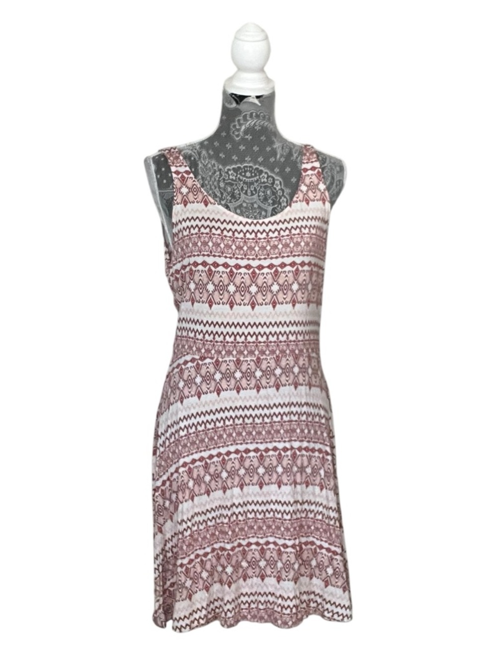 Express Boho Print Sleeveless Fit & Flare Dress Large